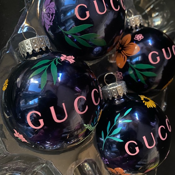 Gucci Floral Lux Glass Christmas Ornament Set of 4 - Picture 5 of 8